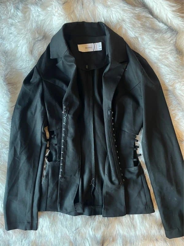 Bershka Bershka Corset Drawstring Long-Sleeve Blazer Top