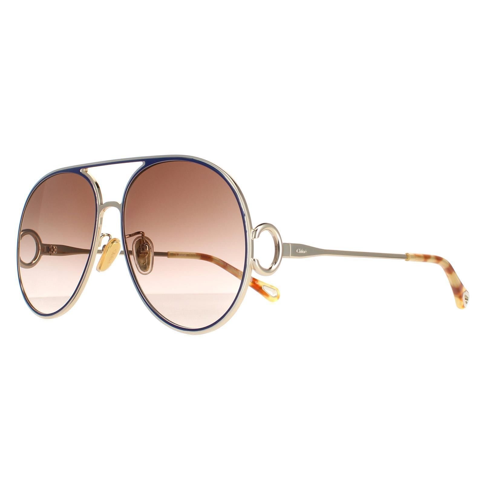 Chloé Chloé Women's Aviator Gold Blue Brown Gradient CH0145S Sunglasses - 2