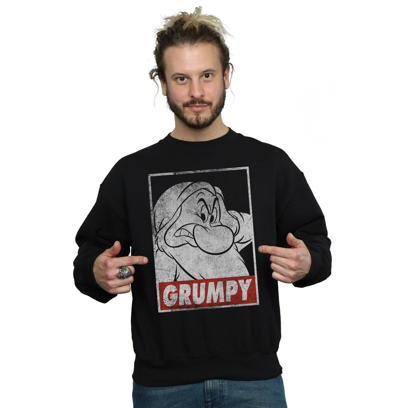 Snow White And The Seven Dwarfs Snow White And The Seven Dwarfs Men's Grumpy Poster Sweatshirt in Black