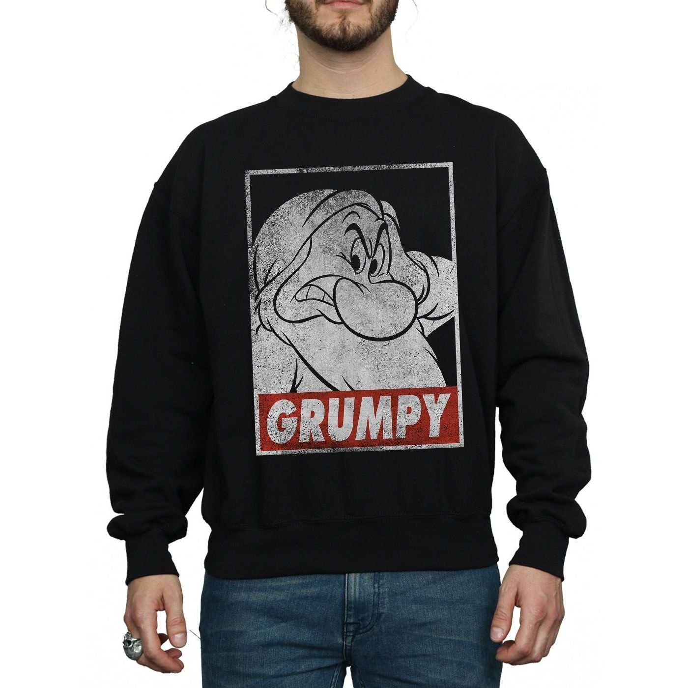 Snow White And The Seven Dwarfs Snow White And The Seven Dwarfs Men's Grumpy Poster Sweatshirt in Black - 3