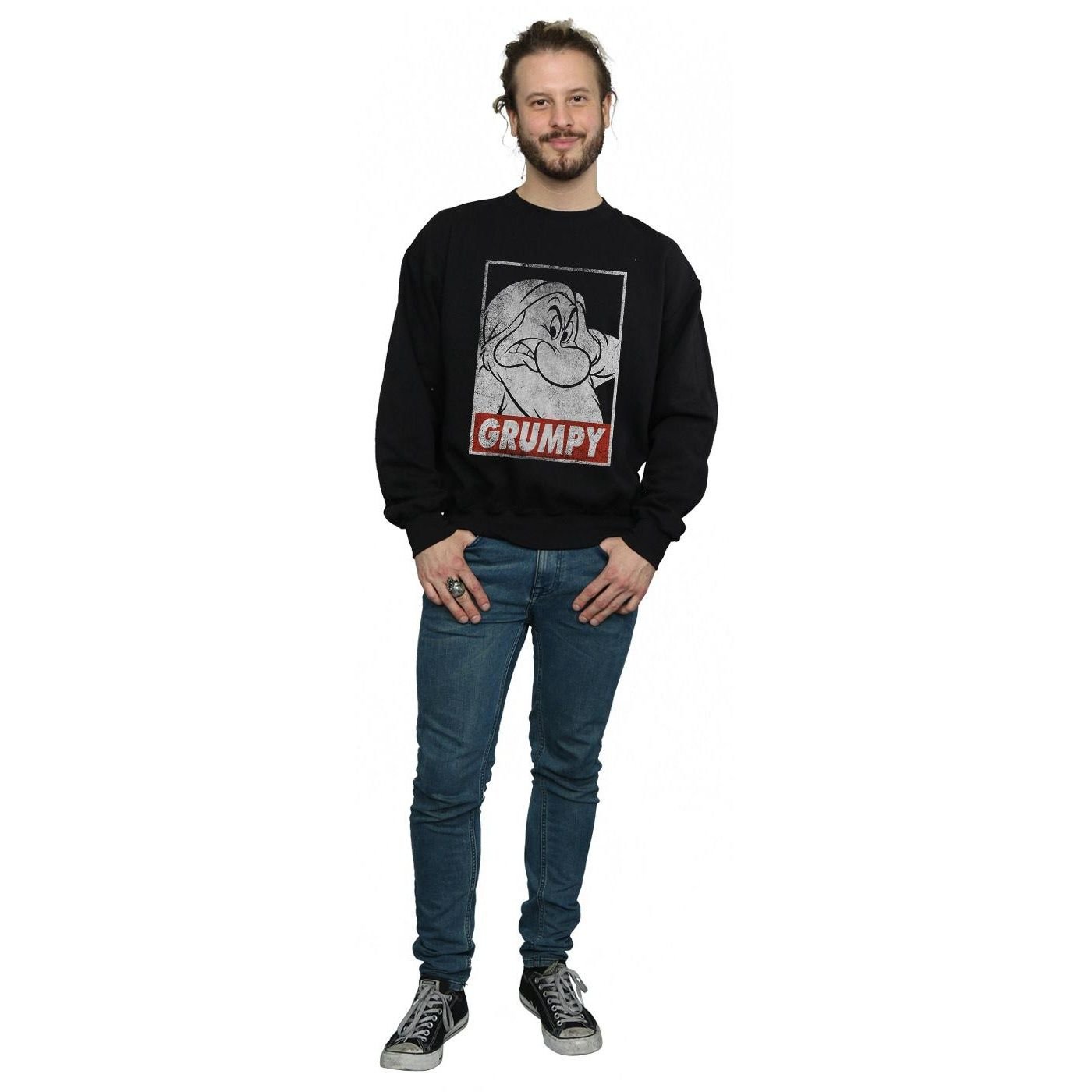 Snow White And The Seven Dwarfs Snow White And The Seven Dwarfs Men's Grumpy Poster Sweatshirt in Black - 4