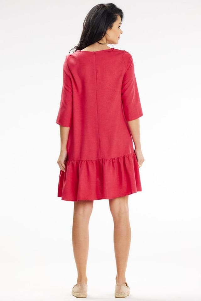 Love Lace Love Lace Women's Summer Loose Trapeze Mini Dress with Pockets in Dark Pink - 3