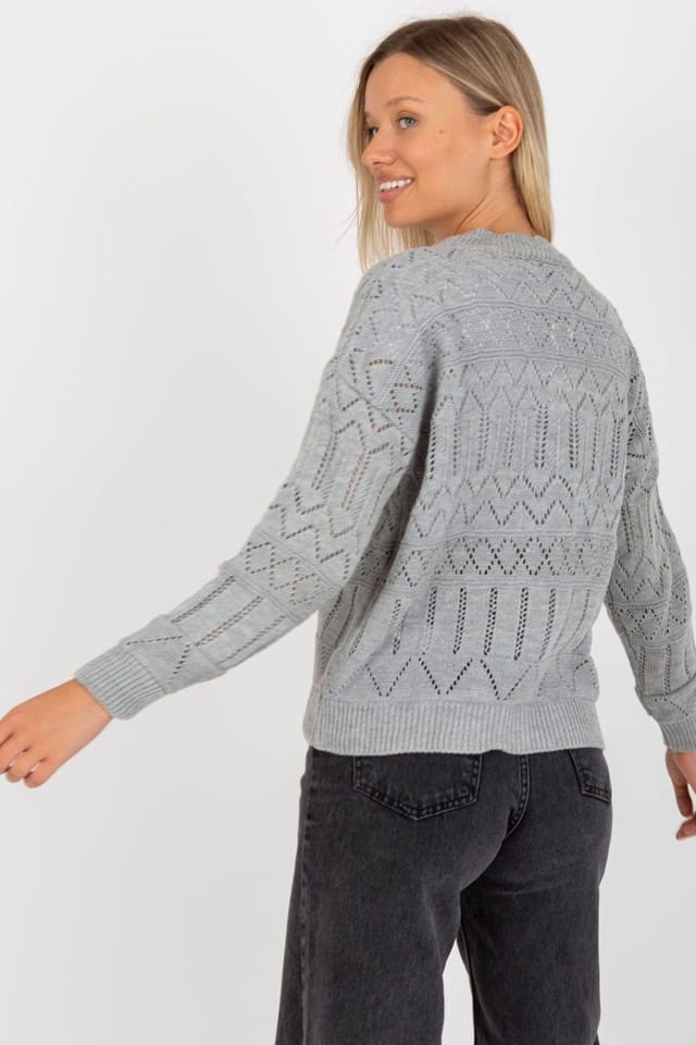 Love Lace Love Lace Women's Openwork Button Down Cardigan Style 175416 in Grey - 3