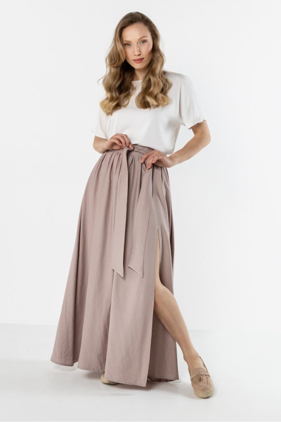 Love Lace Love Lace Dusty Pink High Waist Flowing Maxi Skirt