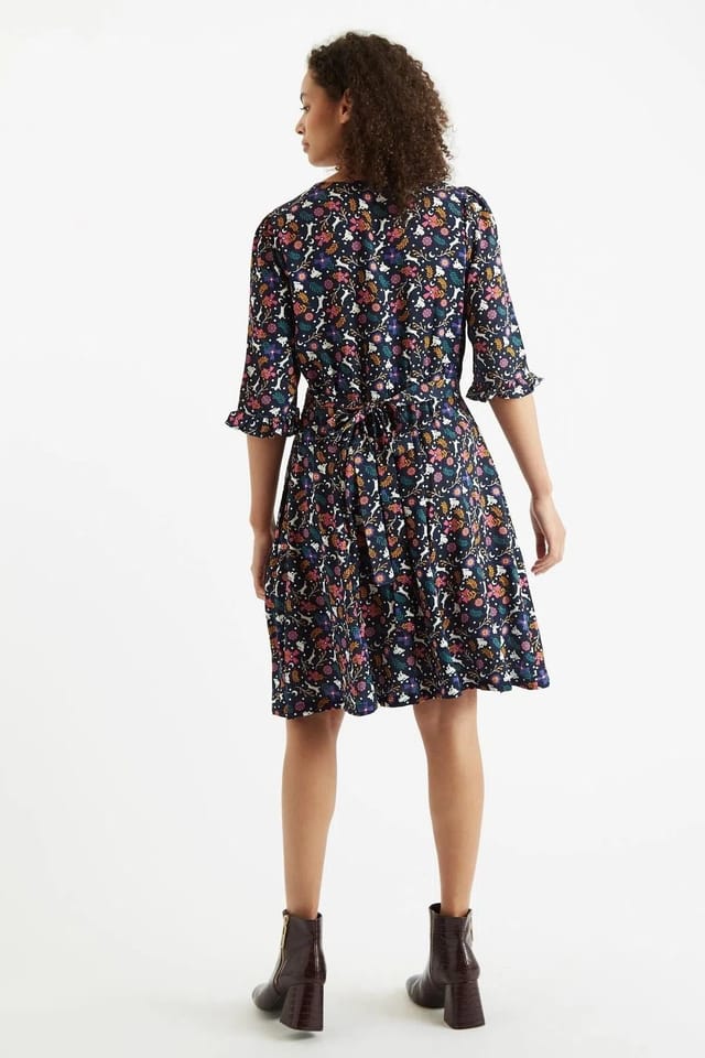 Louche Louche Women's Caitlin White Rabbit Print V Neck Mini Dress - 2