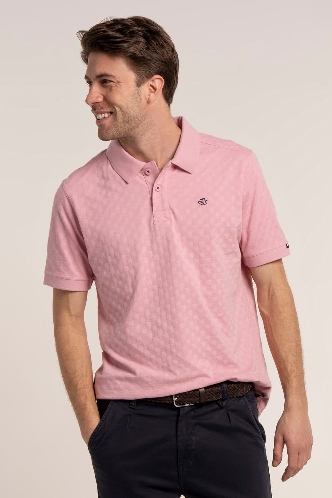 Brakeburn Brakeburn Men's SCAMPTON JACQUARD POLO in Pink