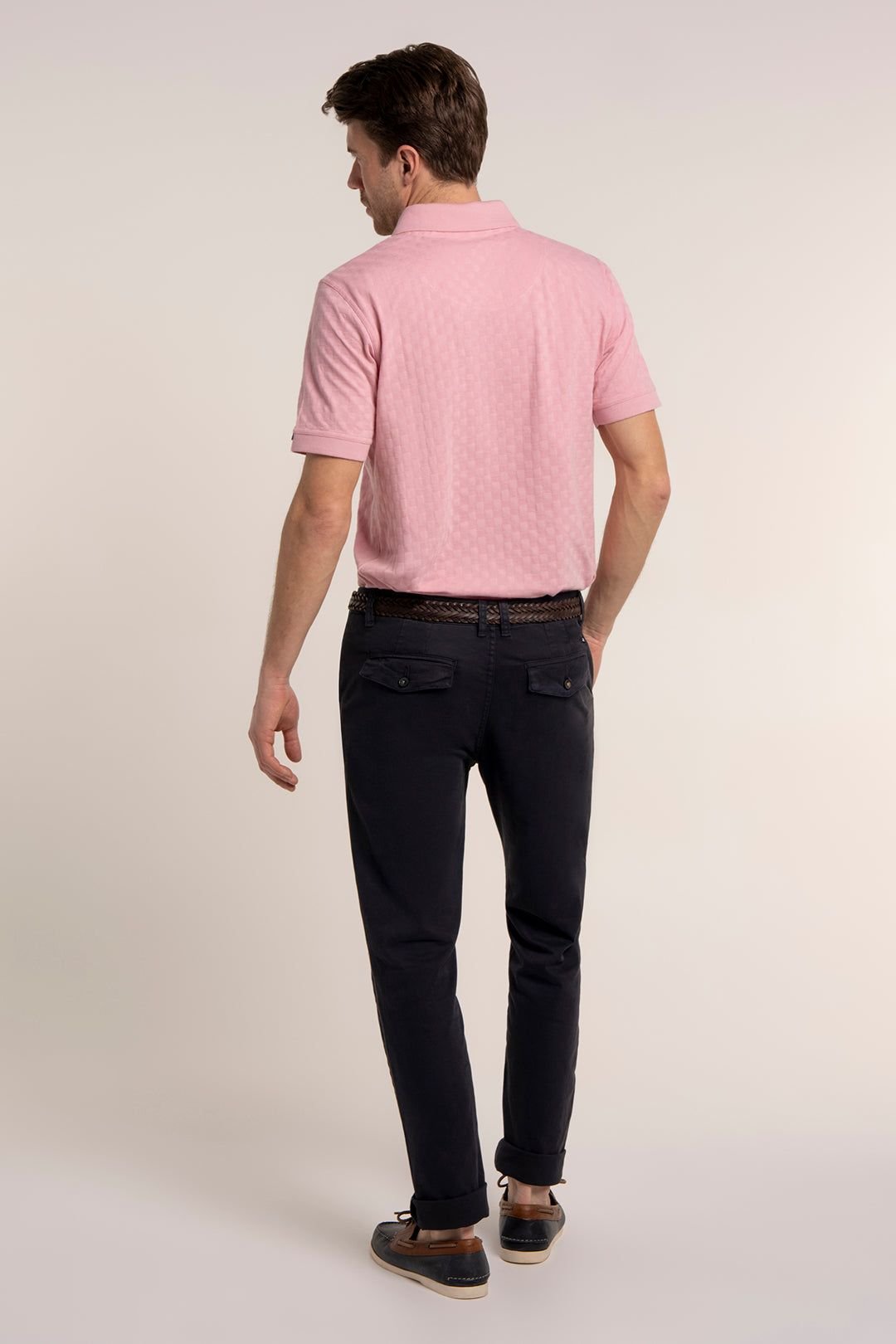 Brakeburn Brakeburn Men's SCAMPTON JACQUARD POLO in Pink - 2
