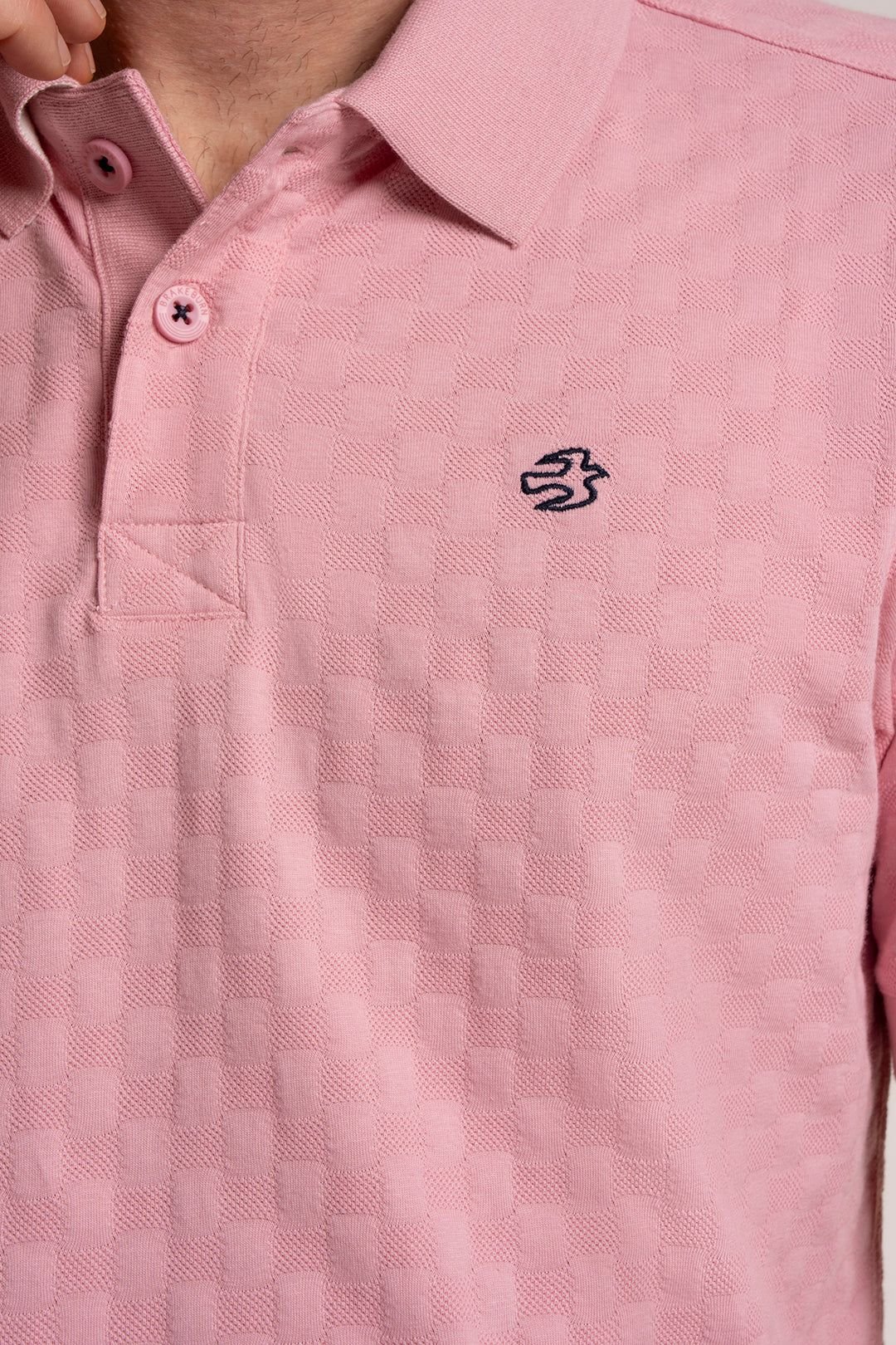 Brakeburn Brakeburn Men's SCAMPTON JACQUARD POLO in Pink - 3