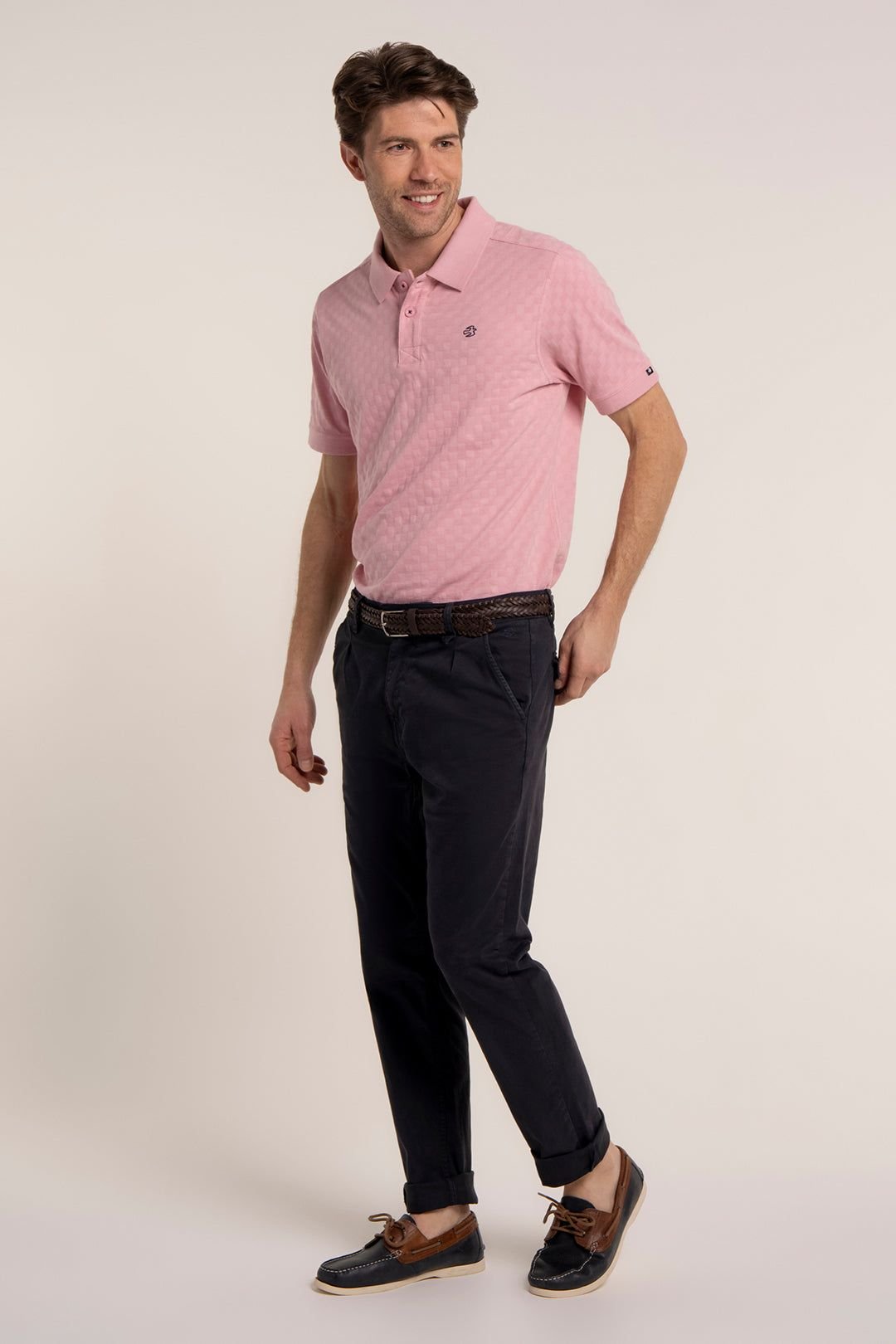Brakeburn Brakeburn Men's SCAMPTON JACQUARD POLO in Pink - 4