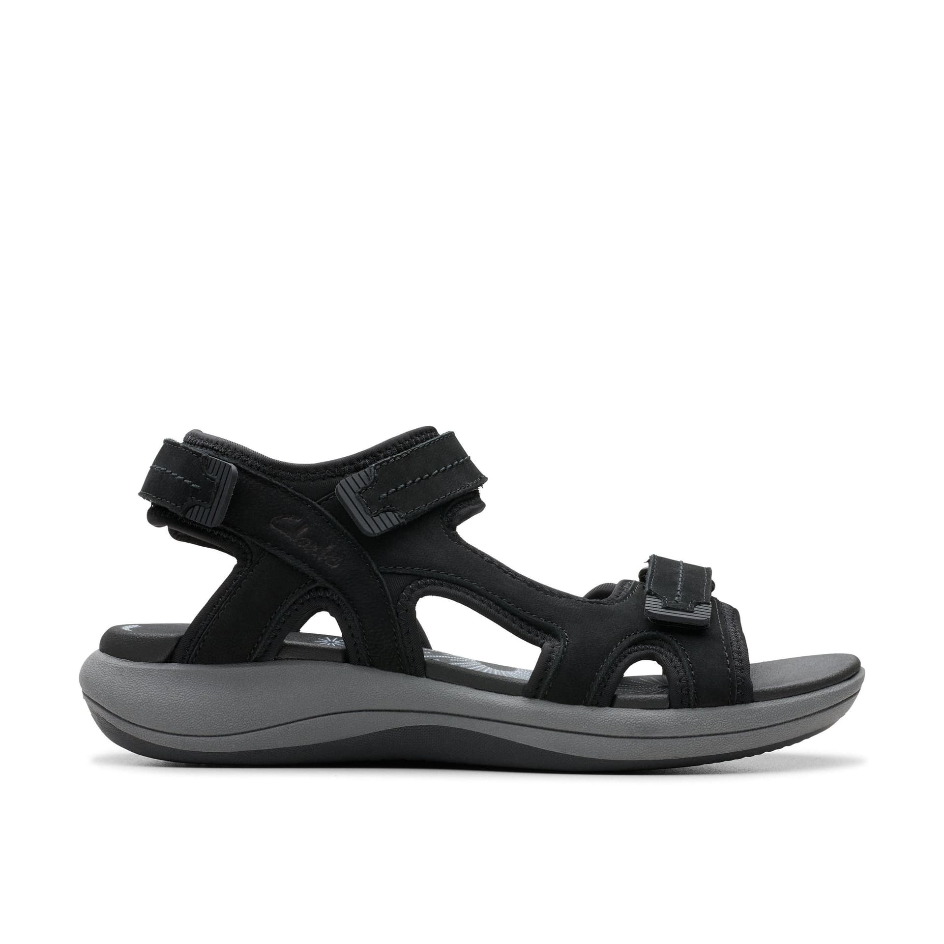 Clarks Clarks Women's Mira Free Black Nubuck Flat Sandals, Walking
