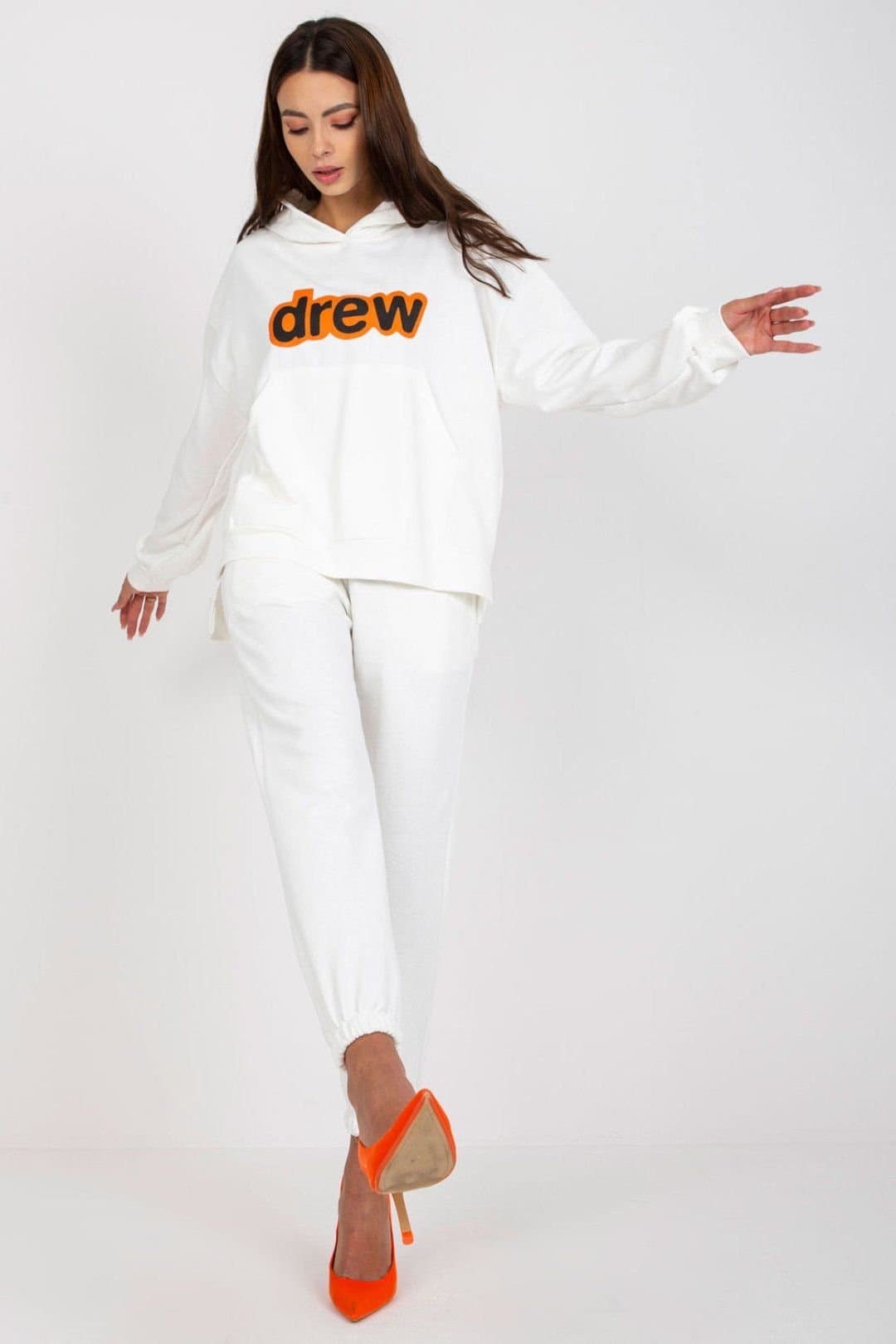 Love Lace Love Lace Women's Hooded Sweatshirt & Jogger Pants Set Style 172650 in White