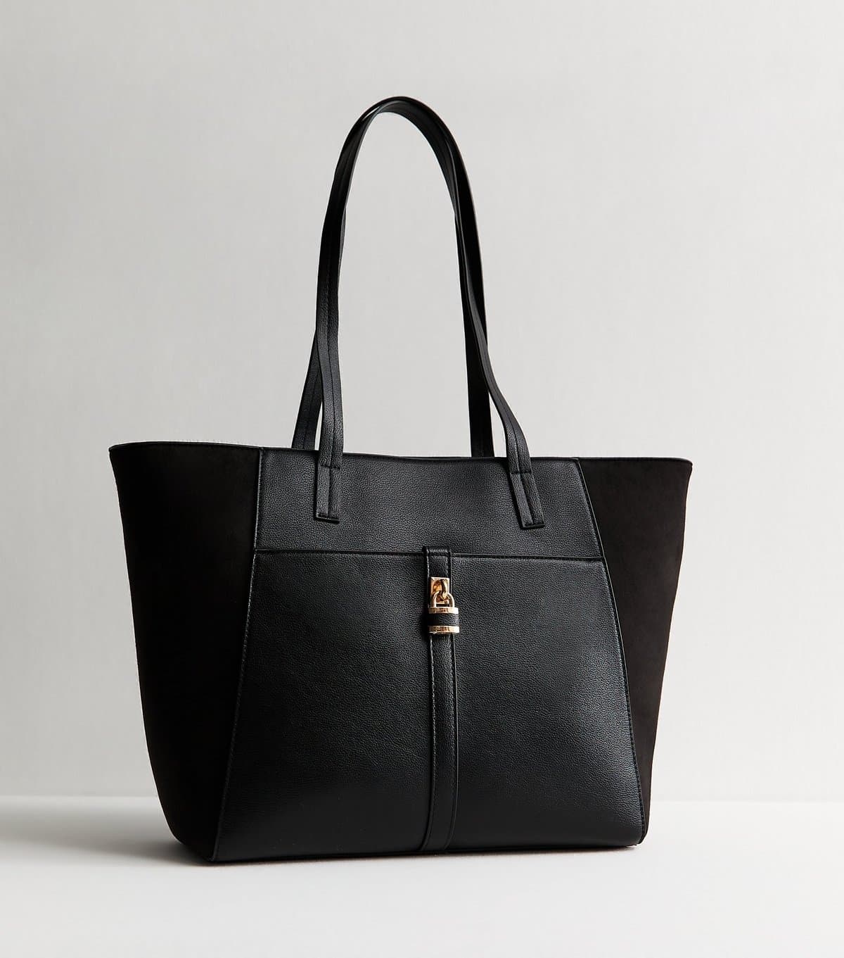 New Look Black Faux Leather Padlock Tote Bag New Look