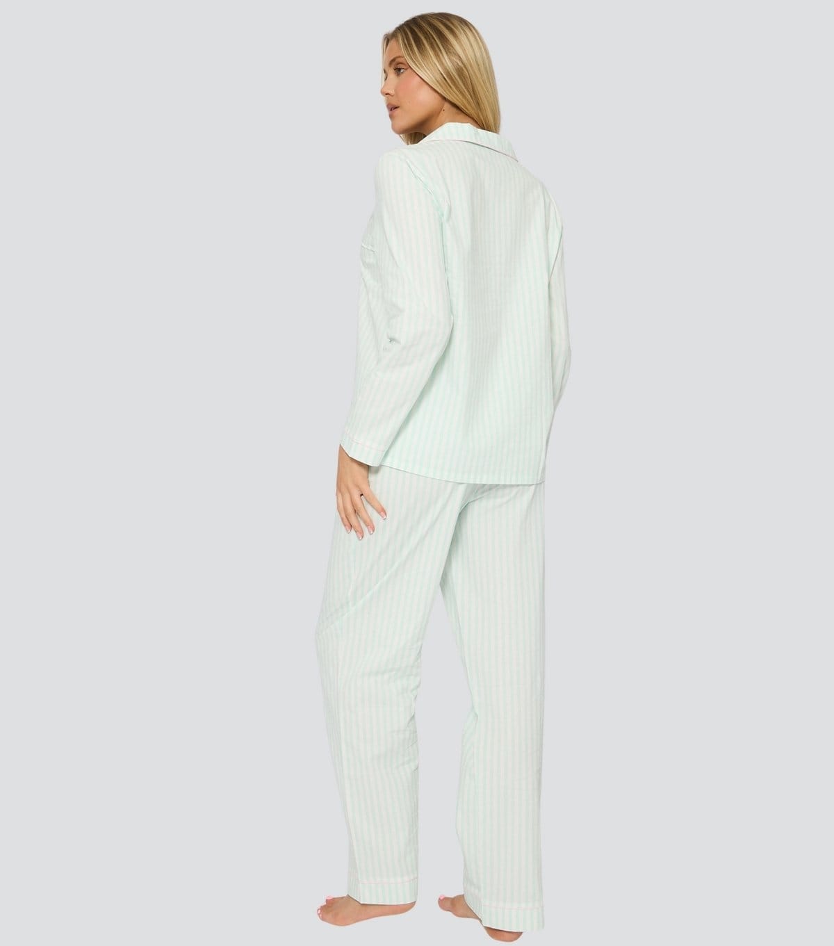 Loungeable Women's Loungeable Green Striped Bow Applique Pyjama Set Loungeable New Look - 4