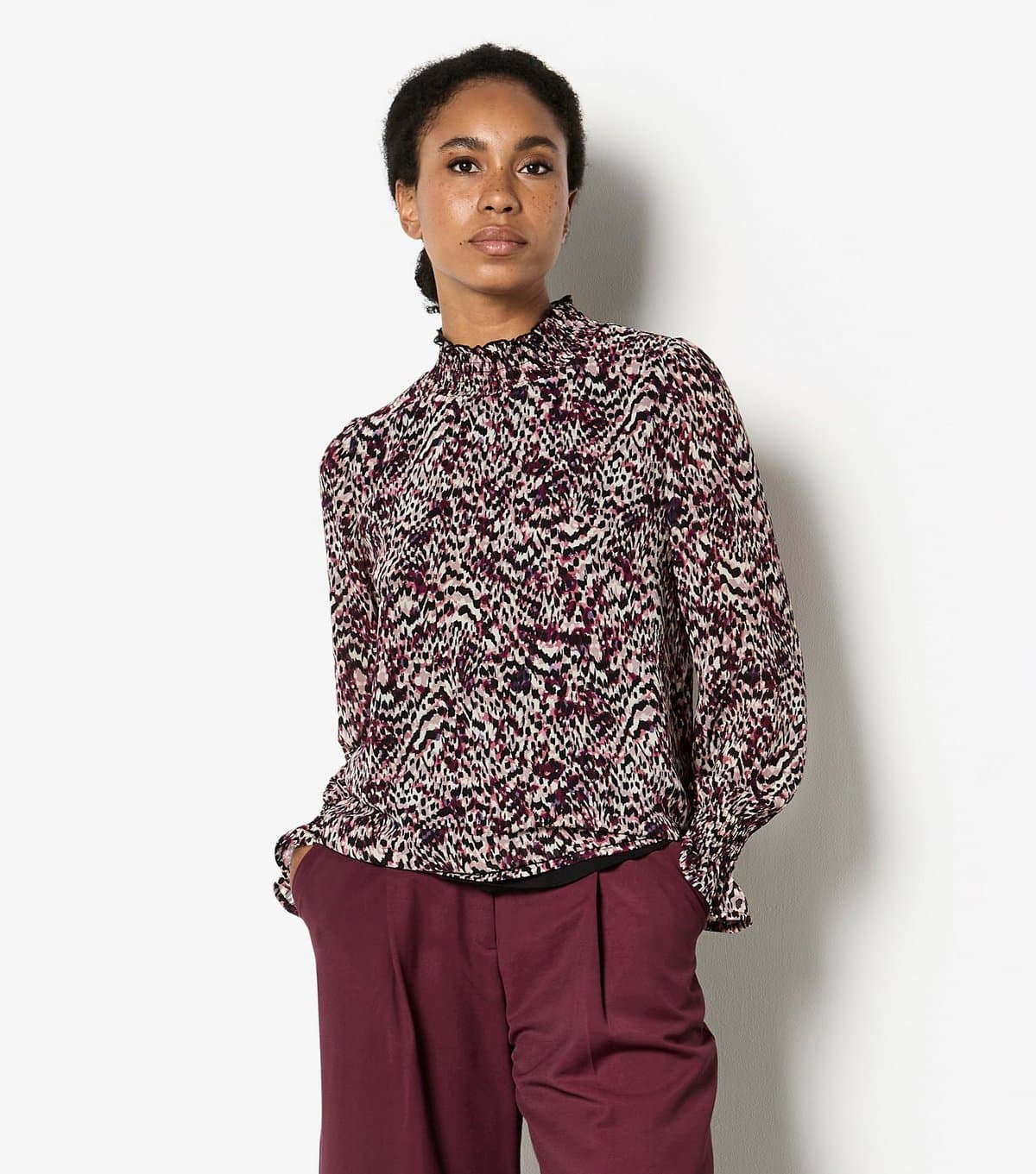 Apricot Women's Red Animal Print Long Sleeve Smocked Top Apricot New Look