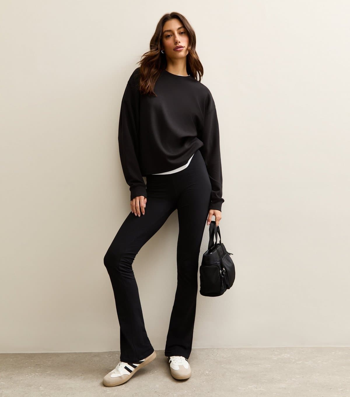 New Look Women's Tall Black High Waist Stretch Kick Flare Leggings New Look