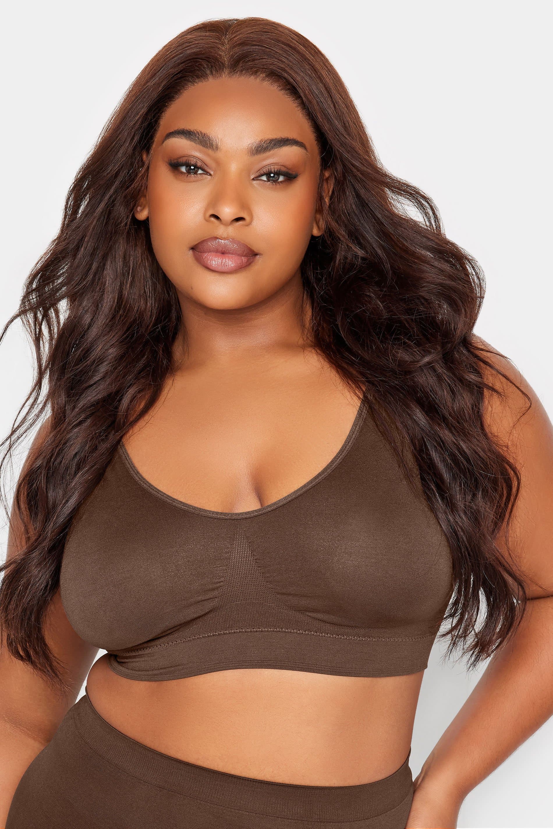 Yours Plus Size Brown Seamless Padded Nonwired Bralette