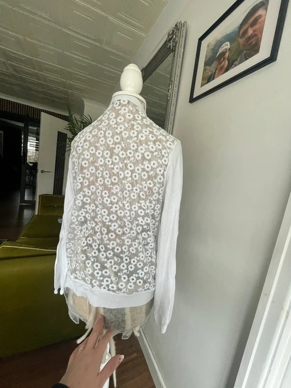 New Look White cardigan with lace back - 1
