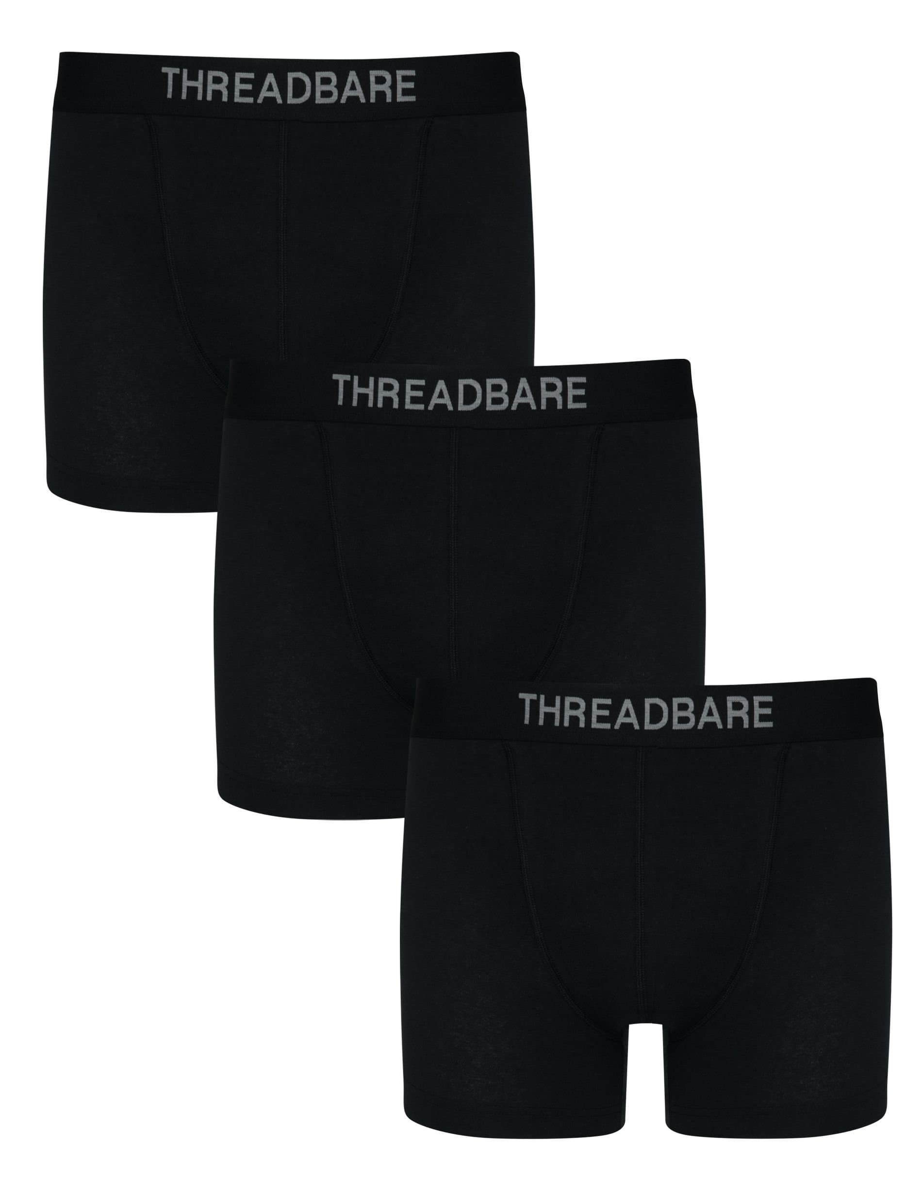 Threadbare Threadbare Men's 3-Pack 'Arnold' Hipster Fit Boxer Shorts in Black