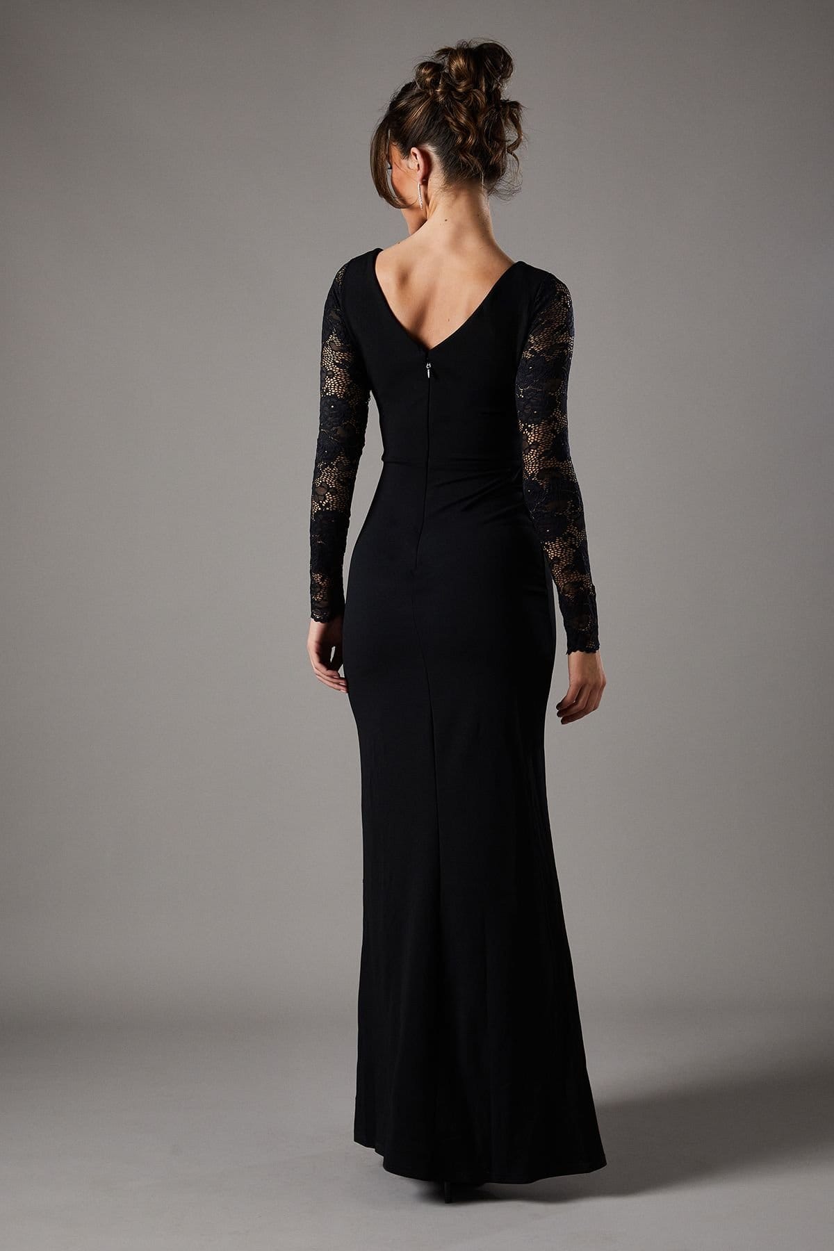 Coast Coast Women's Long Sleeve Maxi Dress With Lace in Black - 4
