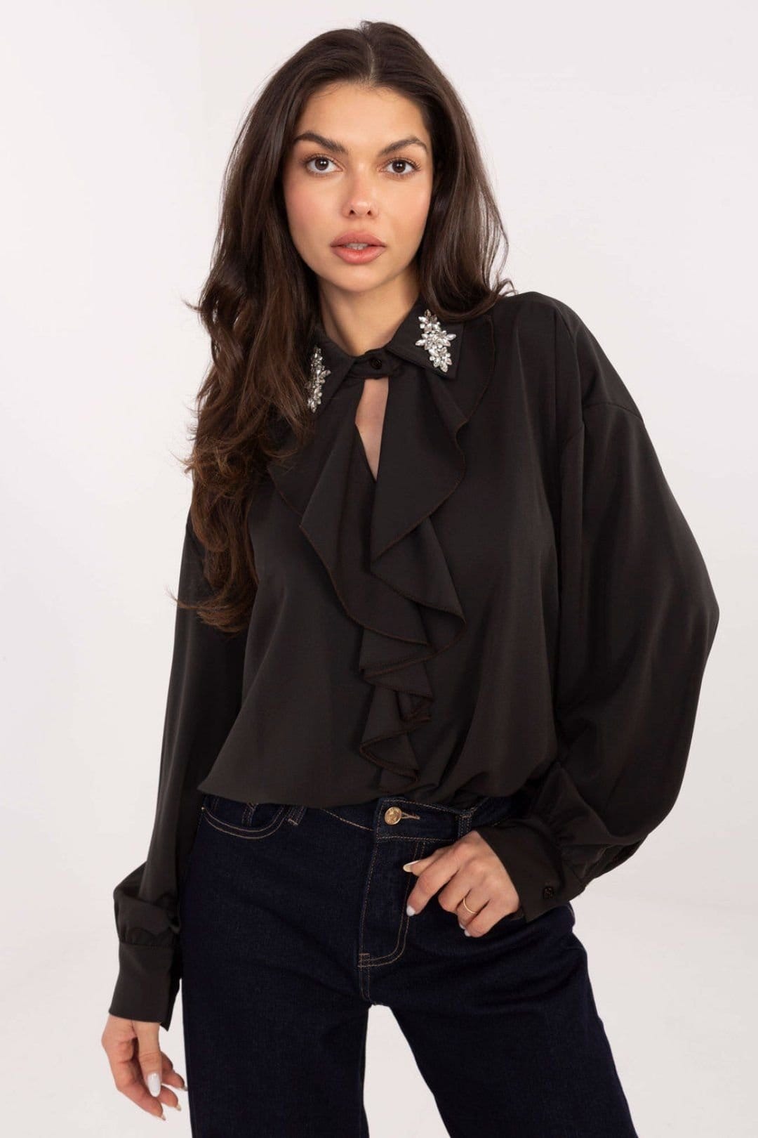 Love Lace Black Polyester Long Sleeve Blouse