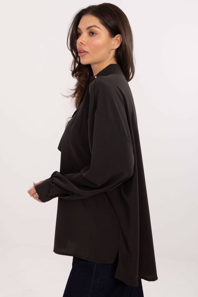 Love Lace Love Lace Women's Elegant Long Sleeve Jabot Blouse for Evenings in Black - 2