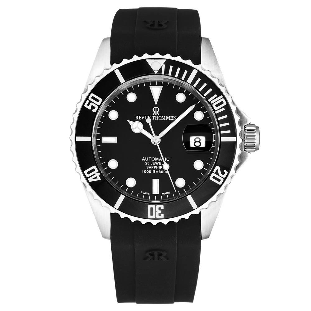 Revue Thommen Revue Thommen Men's Diver Automatic Rubber, 42mm Stainless Steel Case in Black - 3