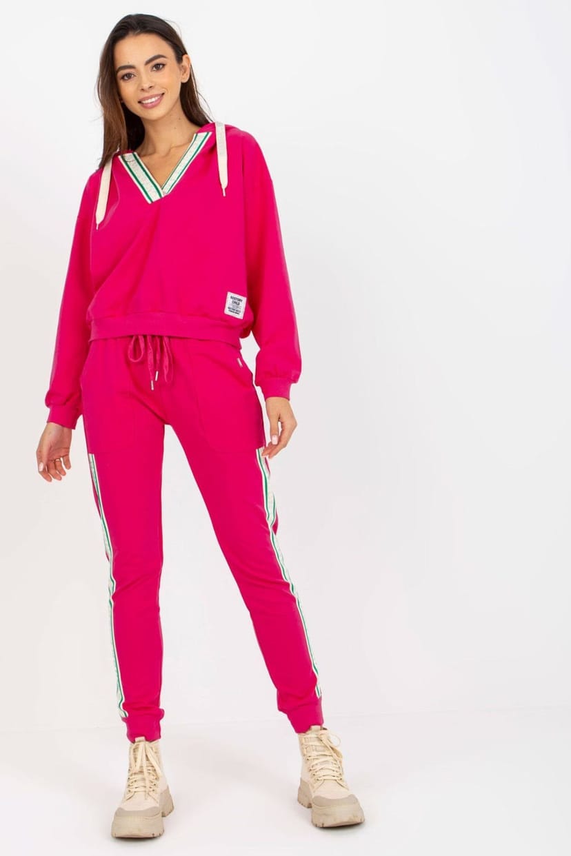 Love Lace Love Lace Women's Hooded Sweatshirt & Tie Waist Pant Set in Pink - 1