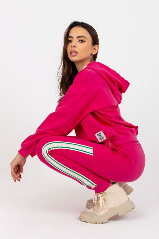 Love Lace Love Lace Women's Hooded Sweatshirt & Tie Waist Pant Set in Pink - 2