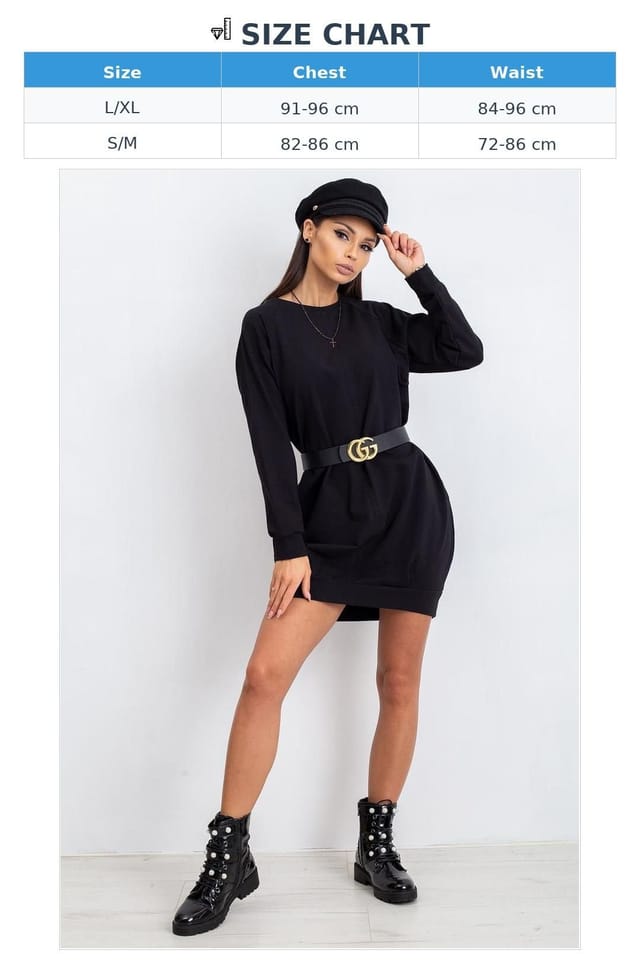 Love Lace Love Lace Women's Cotton Long Sleeve Day Dress with Pockets in Black - 3
