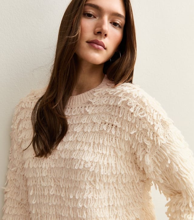 New Look Women's Cream Looped Fringe Jumper New Look - 2