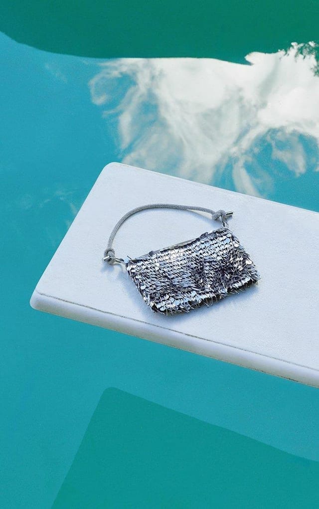 EGO Shimmer Diamante Knotted Strap Shoulder Bag In Silver Disc Sequin, Women's Size UK 0 - 2