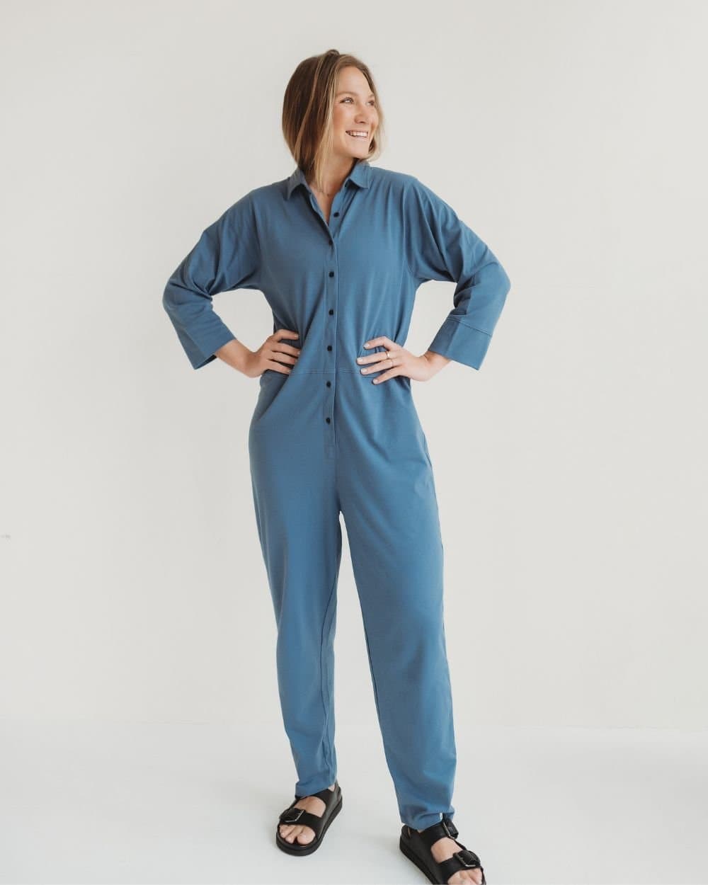Turtledove London Turtledove London Women's Shana Blue Collared Jumpsuit