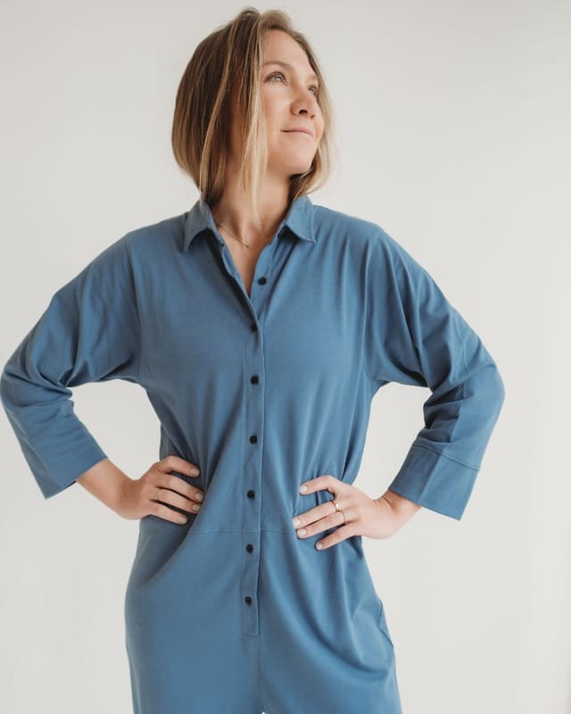 Turtledove London Turtledove London Women's Shana Blue Collared Jumpsuit - 2