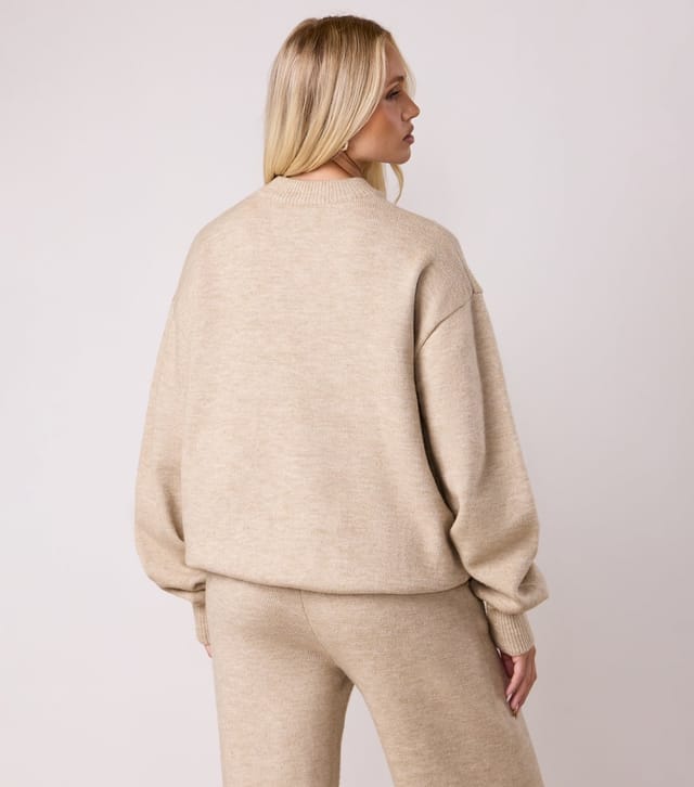 Gym King Women's Oatmeal Logo Crew Neck Jumper Gym King New Look - 3