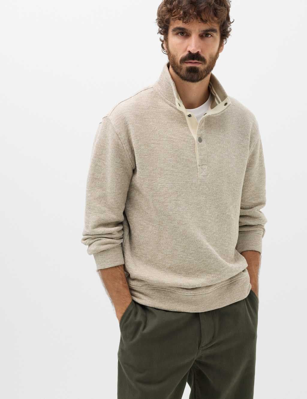 Marks & Spencer M&S Pure Cotton Funnel Neck Overshirt Mushroom