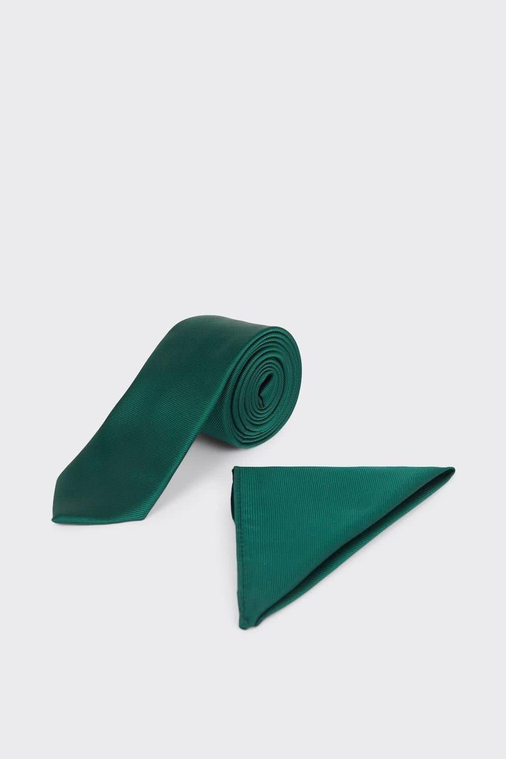 Burton Burton Men's Forest Green Tie & Pocket Square Set