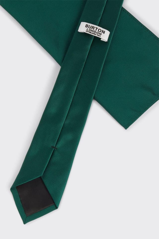 Burton Burton Men's Forest Green Tie & Pocket Square Set - 2