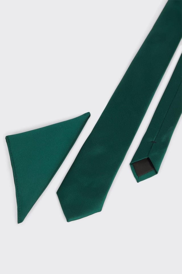 Burton Burton Men's Forest Green Tie & Pocket Square Set - 3