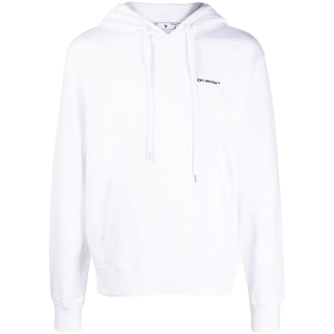 Off-White Off-White Men's Diag Wave Outline White Slim Fit Hoodie