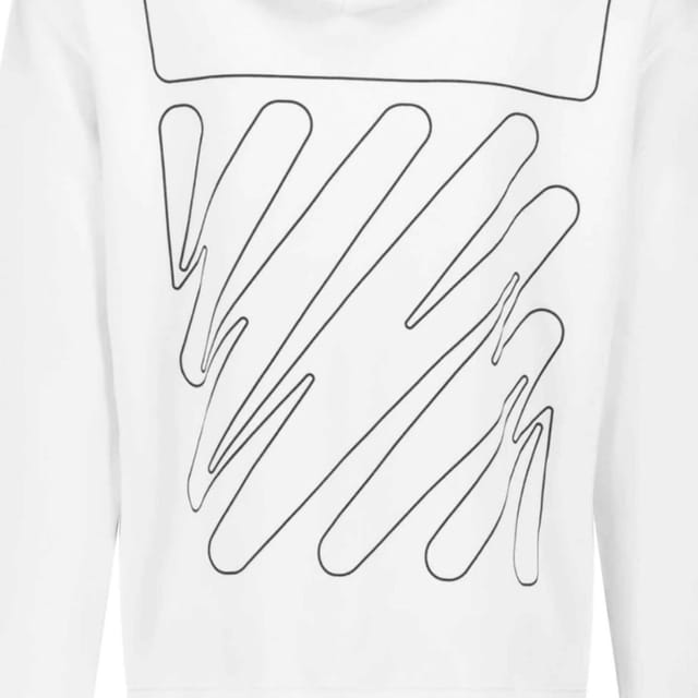 Off-White Off-White Men's Diag Wave Outline White Slim Fit Hoodie - 3