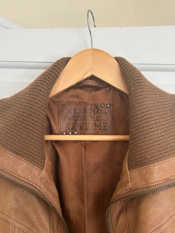 New Look Tan Brown Leather Bomber Jacket