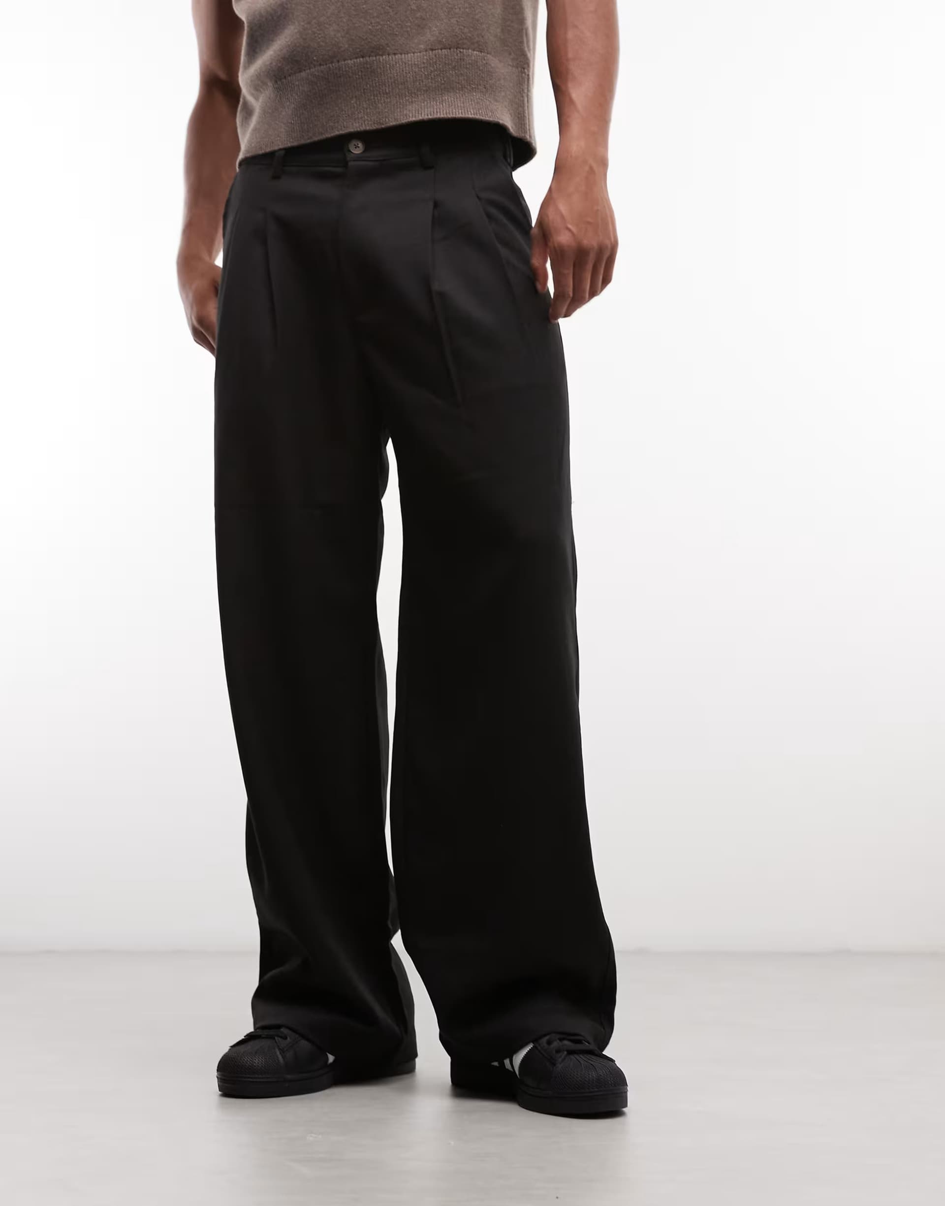 ASOS Prohibited double pleated trousers in black