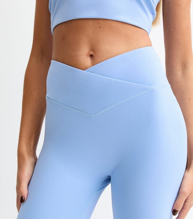 Rise Women's by Zara McDermott Light Blue Stretch Crossover Waist Leggings Rise New Look - 2