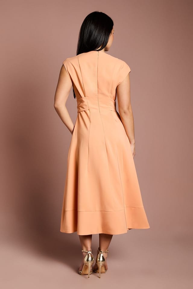 Coast Coast Women's Petite Belted Crepe Dress in Coral - 3
