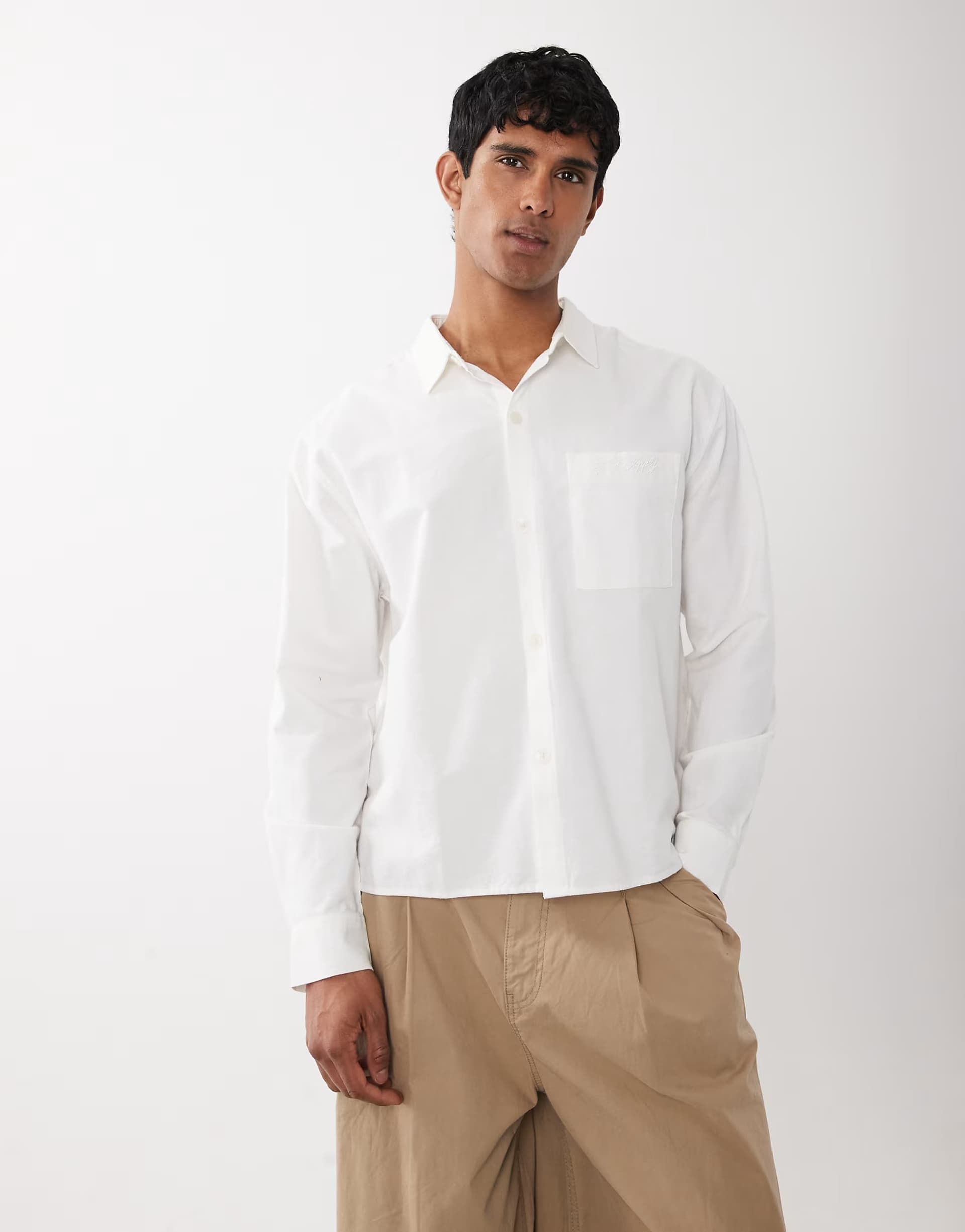 ASOS ASOS White Cotton Long Sleeve Shirt
