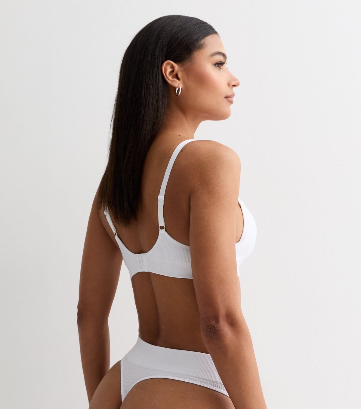 New Look Women's White Ribbed Seamless High Leg Thong New Look - 4