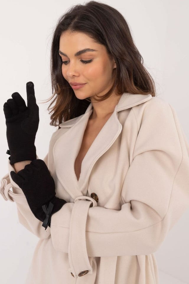 Love Lace Love Lace Women's Insulated Elegant Pattern Gloves with Bow Wrist & Flower Touchscreen in Black - 2
