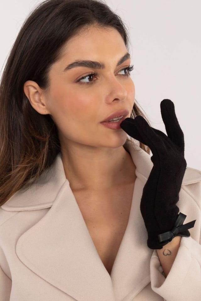 Love Lace Love Lace Women's Insulated Elegant Pattern Gloves with Bow Wrist & Flower Touchscreen in Black - 3