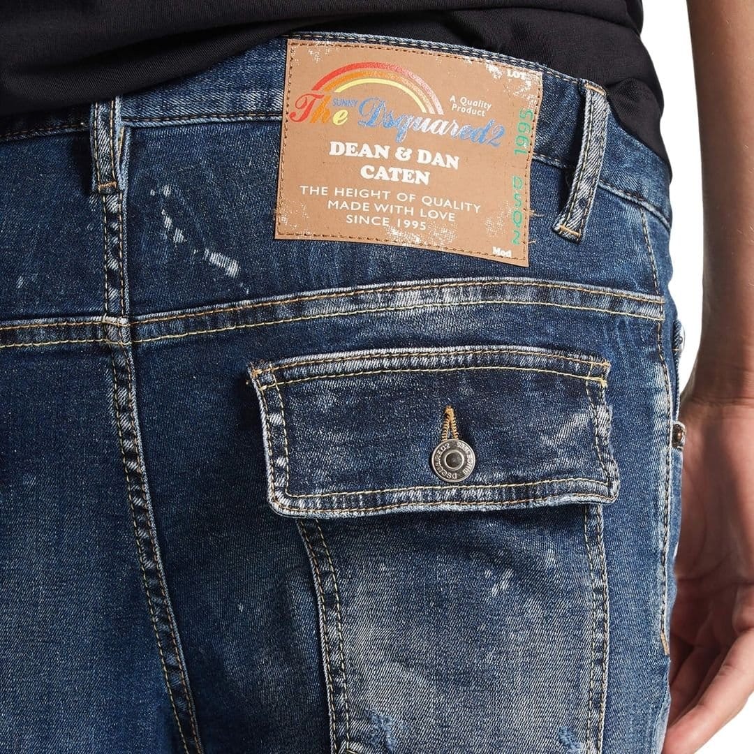 Dsquared2 Dsquared2 Men's Super Twinky Jean Splatter Design Blue Jeans - 4