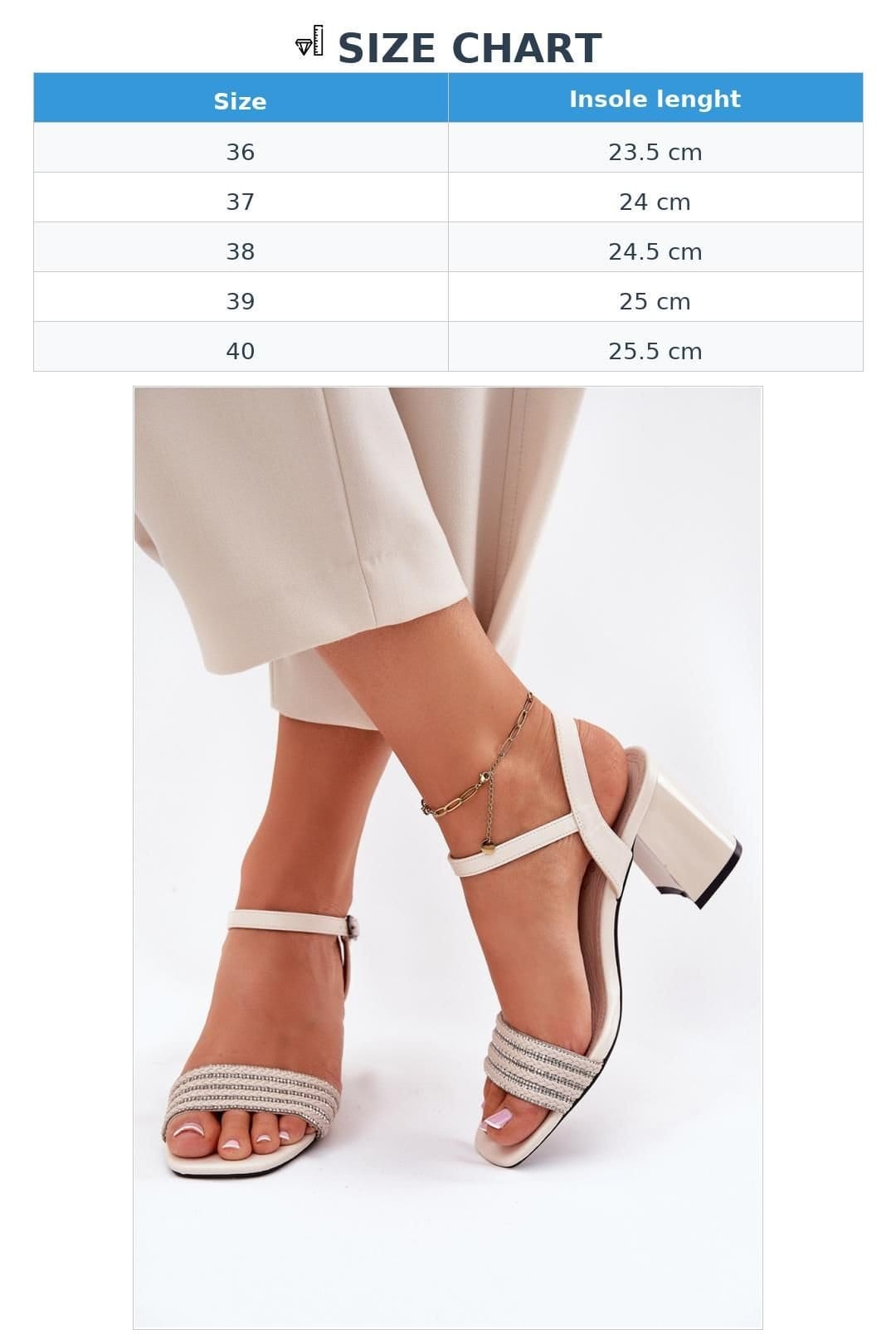 Love Lace Love Lace Women's Front Braided Zircon Strap Column Heel Sandals Buckle in Beige - 4